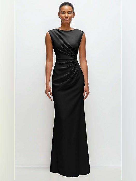 After Six Mila Crepe Maxi Formal Dress Size 8 Black Sleeveless Trumpet Skirt